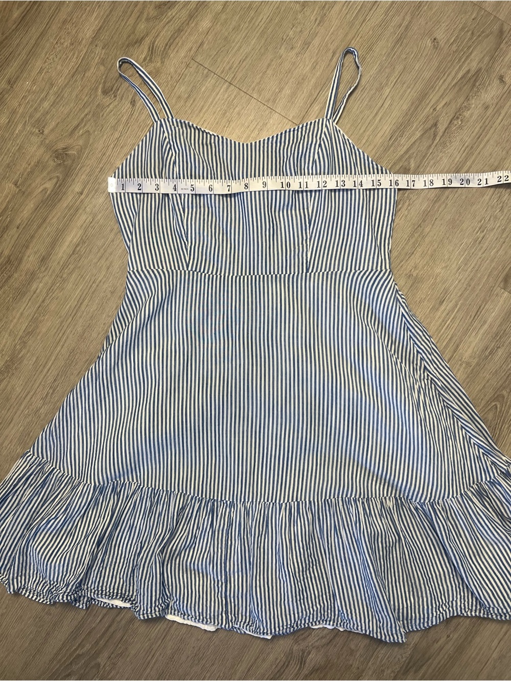 Striped Spaghetti‑Strap Day Dress - Blue & White | Cotton Blend - Picture 6 of 7